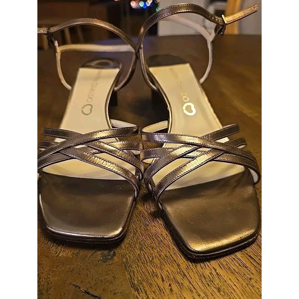 Martini Osvaldo Shoes Womens 37 Bronze Metallic Strappy Slingback Heels Italy‎ - Picture 2 of 10